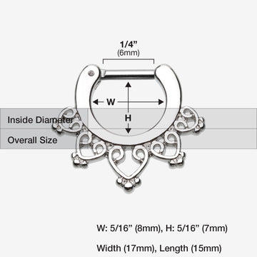 Detail View 1 of Royal Bliss Filigree Septum Clicker-Steel